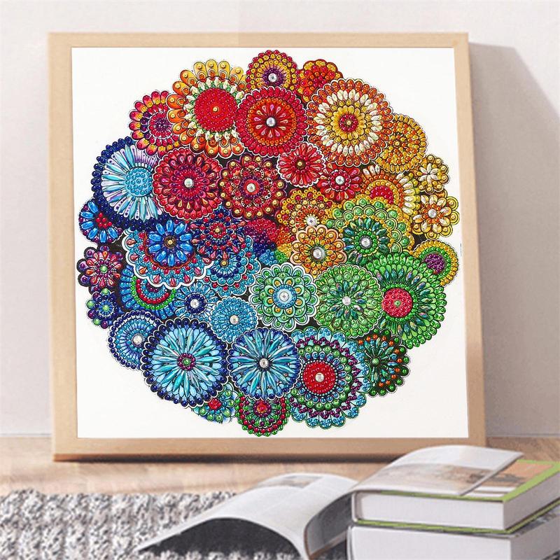 Colorful Flower Pattern Diamond Arts Colorful Painting Kit, DIY Painting Kit, Wall Art Decor for Home Living Room Bedroom