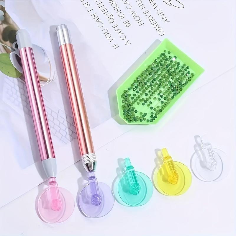 DIY Diamond Arts Colorful Painting Tool Set, 5 Counts Roller & 1 Count Glue, Point Drill Pen Scroll Wheel, Picking Tip Tools