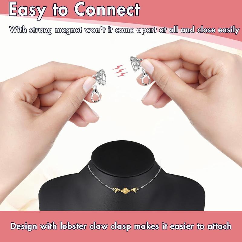 12 Pack Magnetic Necklace Clasps and Closures Necklace Jewelry Extender with Strong Magnet Magnetic Gold and Silver Plating