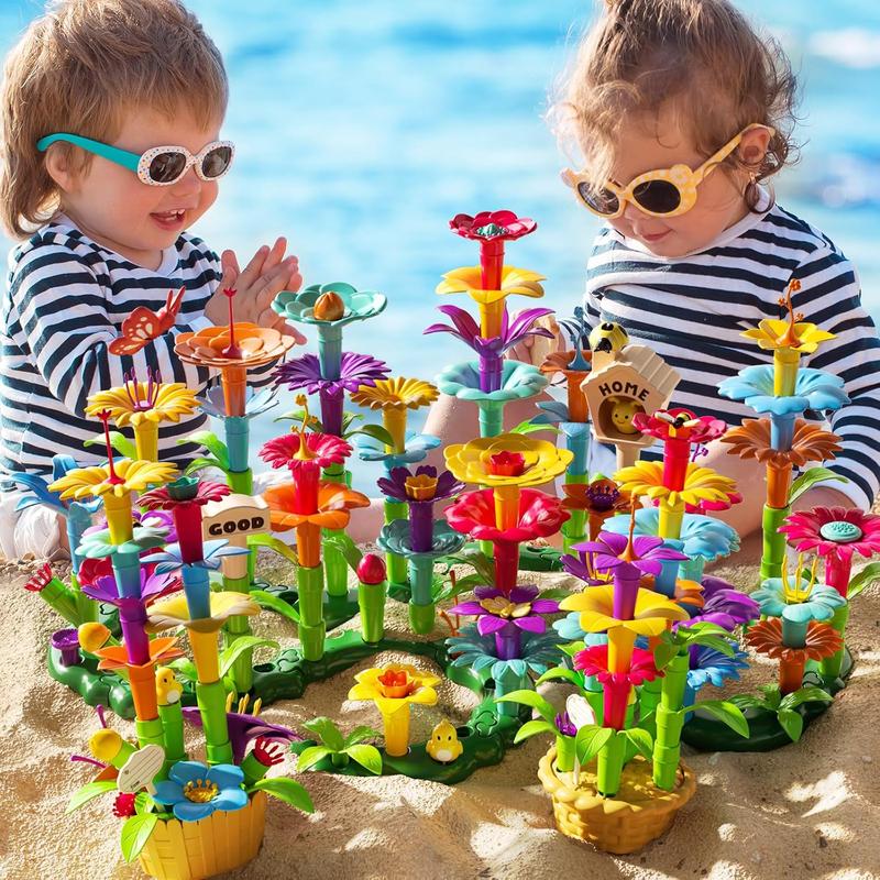 Christmas Gift Garden Building Toys Educational Flower Stacking Toys Play Set