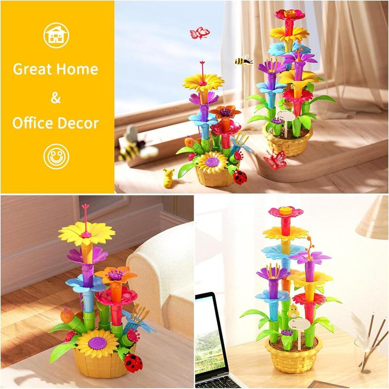 Christmas Gift Garden Building Toys Educational Flower Stacking Toys Play Set