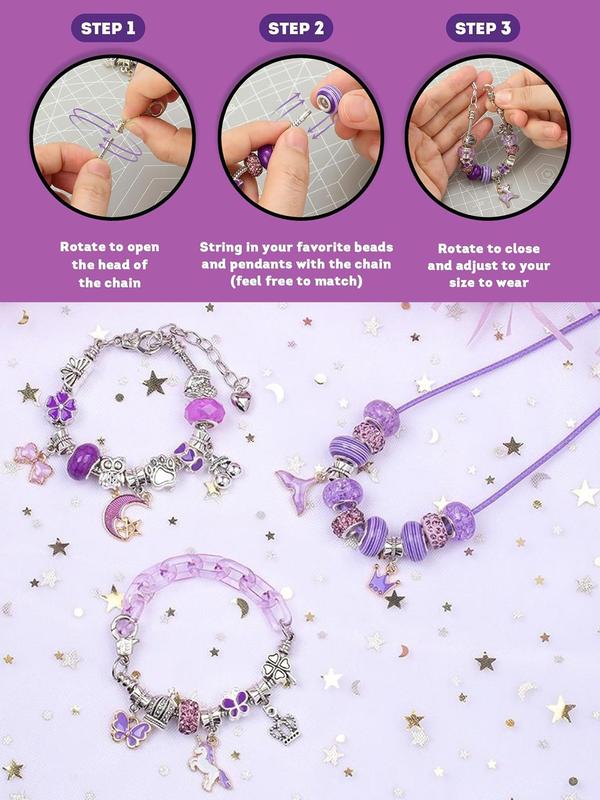 Princess Themed Beads Making Kit, Cute Beads & Charms Accessories, DIY Jewelry Making Supplies for Bracelet Necklace Earrings Making