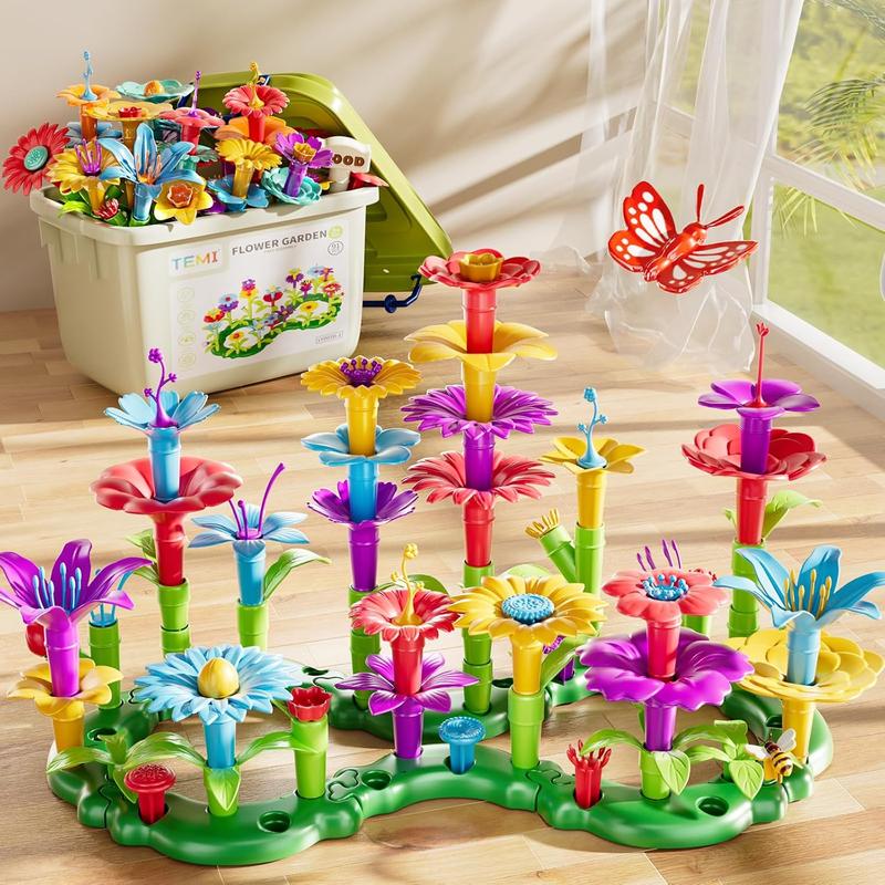 Christmas Gift Garden Building Toys Educational Flower Stacking Toys Play Set