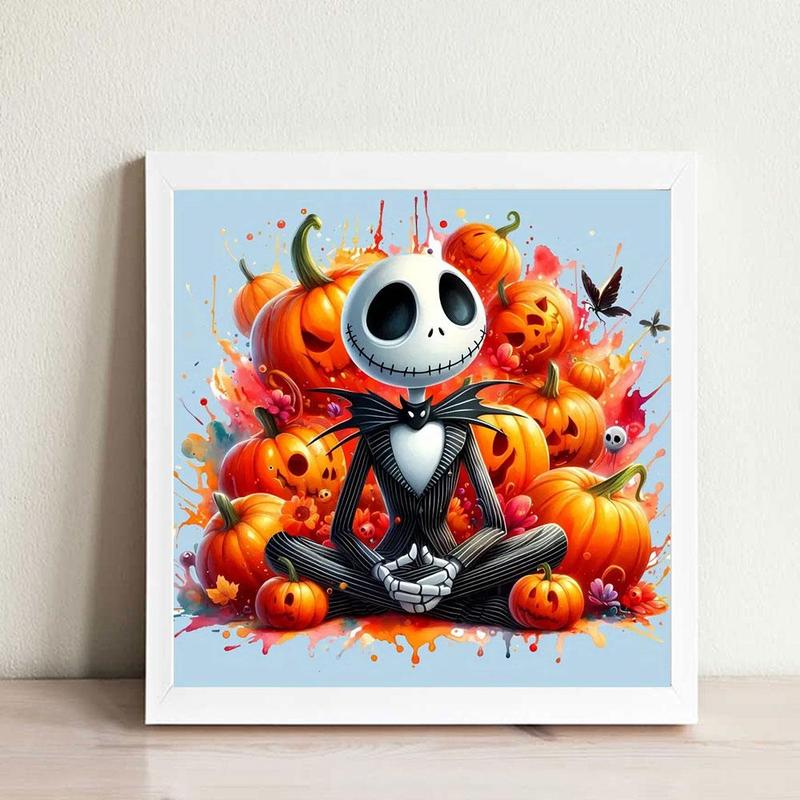 Jack Skellington Pattern DIY Diamond Arts Colorful Painting Kit without Frame, 5D Diamond Arts Decor Painting by Numbers Kit, DIY Wall Art Decor