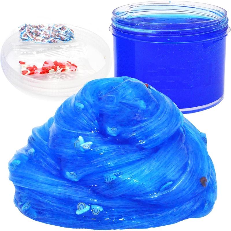 6 Pack Jelly Cube Crunchy Slime Kit, Clear Crunchy Slime, Super Soft Sludge Toy with Cute Charms, Party Favors for Girls and Boys