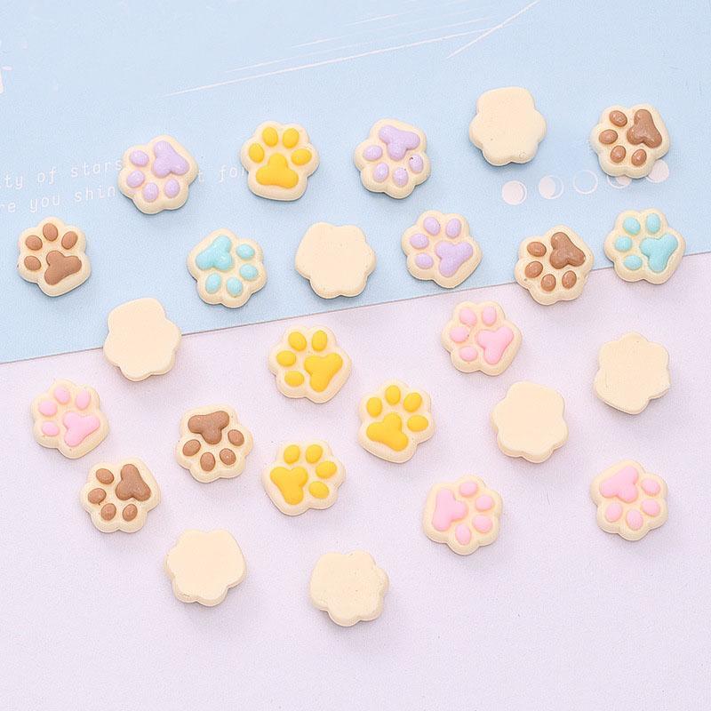 Random Color Cat Paw Design Resin Charms, 20pcs set Colorful Animal Paw Shape Charms, DIY Crafts for Jewelry Making, DIY Accessories for Bracelet & Necklace