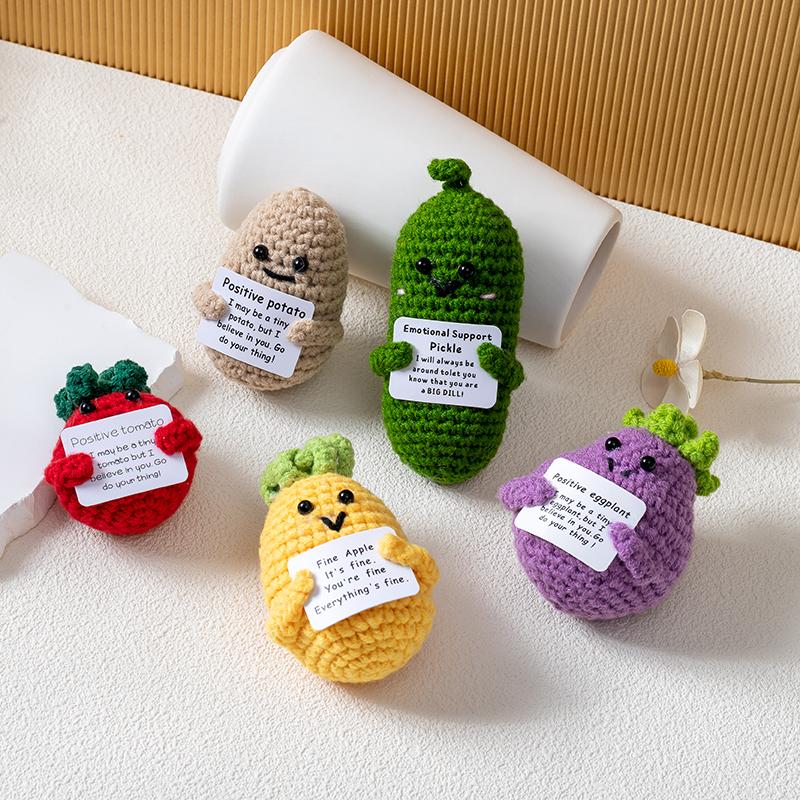 Crochet Plants, Funny Positive Pickle Home Decorations, Handmade Crochet Gifts, Encouraging Birthday Gifts, Christmas Stocking Stuffers, Fruits and Vegetables Decor