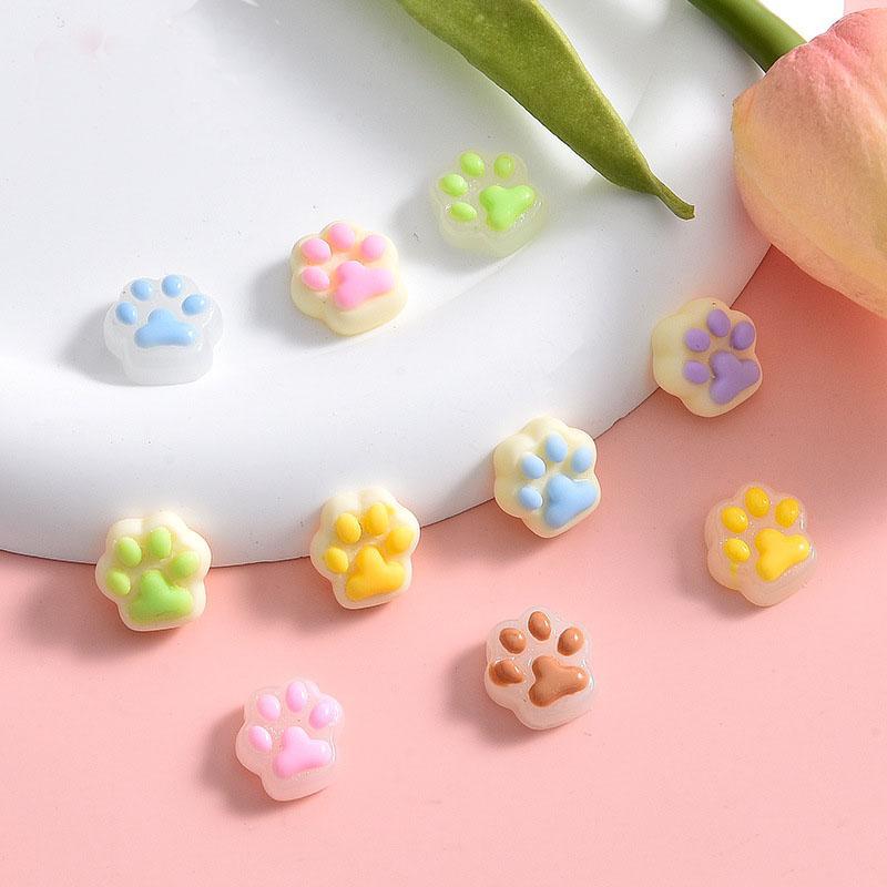 Random Color Cat Paw Design Resin Charms, 20pcs set Colorful Animal Paw Shape Charms, DIY Crafts for Jewelry Making, DIY Accessories for Bracelet & Necklace