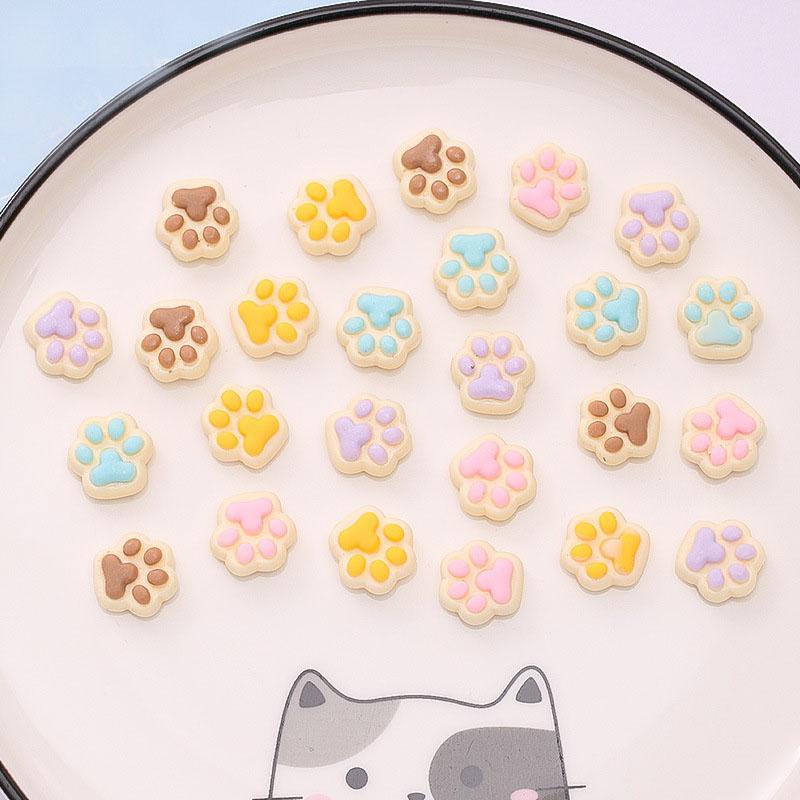 Random Color Cat Paw Design Resin Charms, 20pcs set Colorful Animal Paw Shape Charms, DIY Crafts for Jewelry Making, DIY Accessories for Bracelet & Necklace