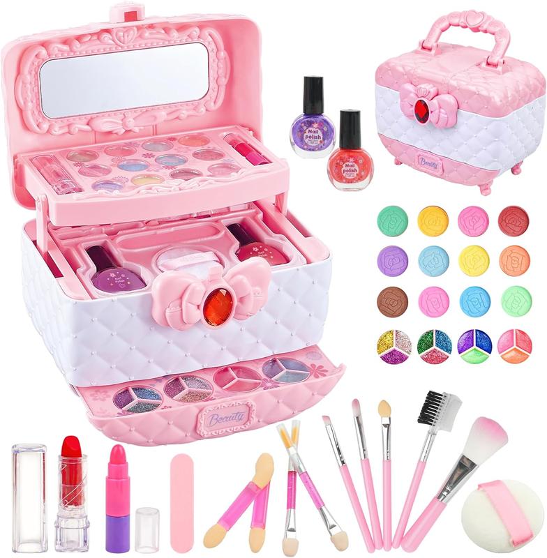 Christmas gift  Kids Makeup Kit - 41 Pcs Real Makeup Set for Little Girls - Portend Play Cosmetic Case, Safe & Washable, Little Girl Makeup Set -