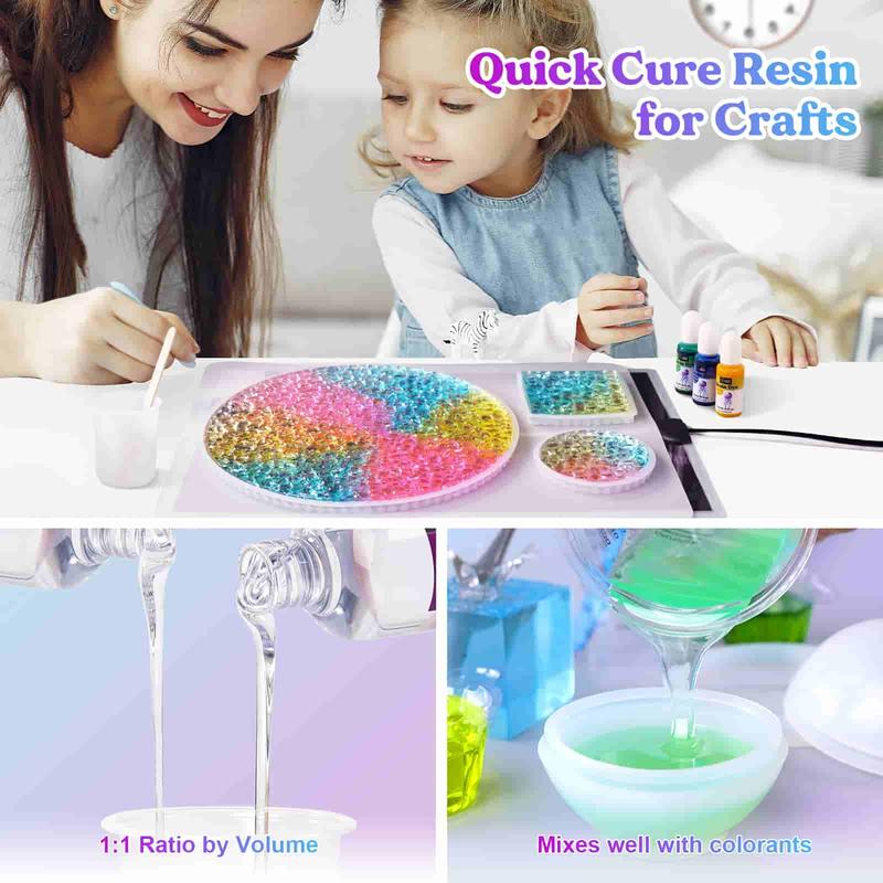 72OZ Fast Cure Epoxy Resin, Demold in 4 Hours, Upgrade Quick Drying & Crystal Clear Resin, Bubble Free Epoxy Resin for Craft,Art, Resin Supplies with Resin Dye, Resin Cup,Stir Stick - LET'S RESIN