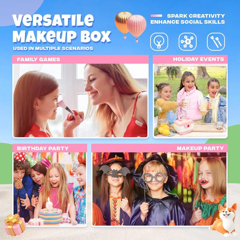 Christmas gift  Kids Makeup Kit - 41 Pcs Real Makeup Set for Little Girls - Portend Play Cosmetic Case, Safe & Washable, Little Girl Makeup Set -