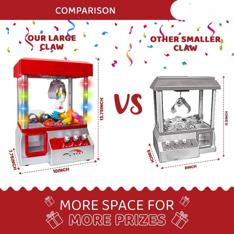 Claw Machine Arcade Game with Sound, Cool Fun Mini Candy Grabber Prize Dispenser Vending Toy for Kids, Boys & Girls (The Original Claw W Lights)