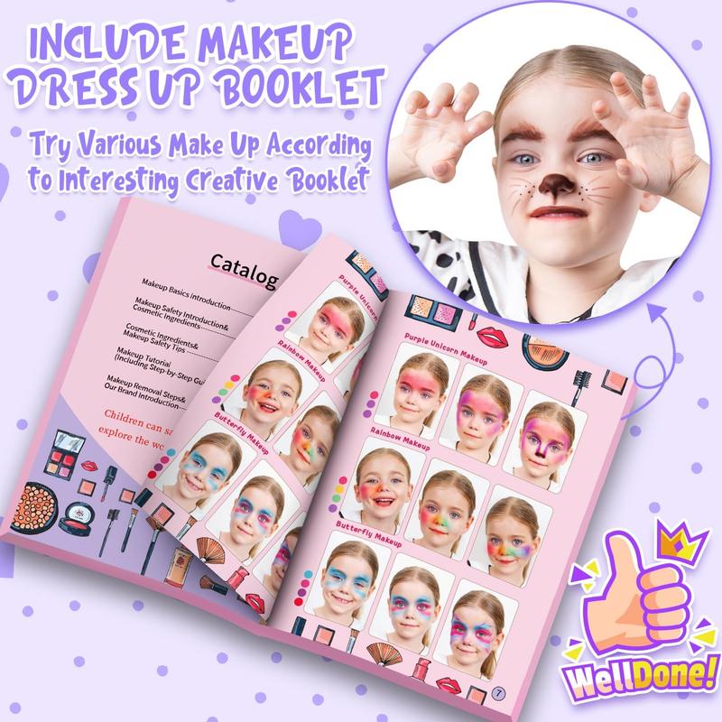 Kids Makeup Kit for Girl, Real Makeup Toys with Make Up Vanity Set, Girls Makeup Beauty Set Toy for Dress Up