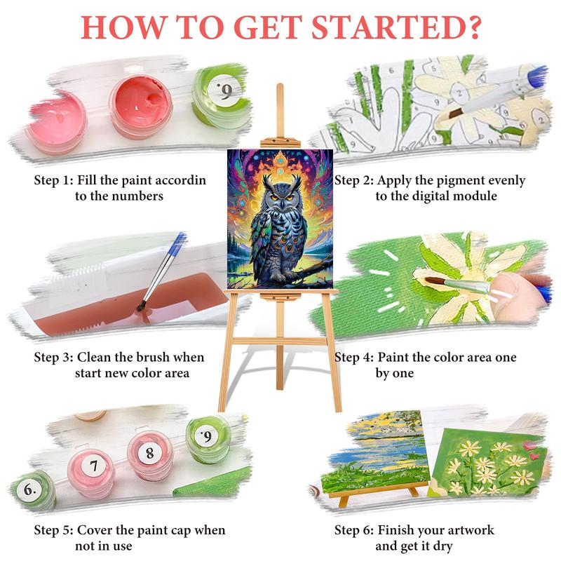 Paint by Numbers Kit for Adults Beginners, Owl Acrylic Adult Paint by Number Kits on Canvas, Watercolor Oil Paint by Number for Adults, Perfect for Home Decor Gift 16