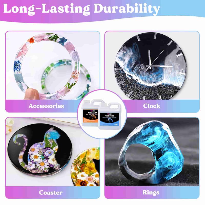 72OZ Fast Cure Epoxy Resin, Demold in 4 Hours, Upgrade Quick Drying & Crystal Clear Resin, Bubble Free Epoxy Resin for Craft,Art, Resin Supplies with Resin Dye, Resin Cup,Stir Stick - LET'S RESIN