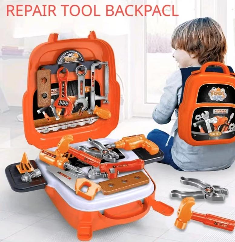 Children's backpack simulation toy construction tools children's Christmas gift set