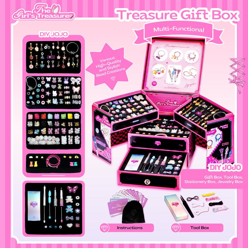 DIYJOJO The girls treasure gift box , Bead Pen Bracelet Necklace  Headdress making kit,Christmas Birthday Festivals Gift.