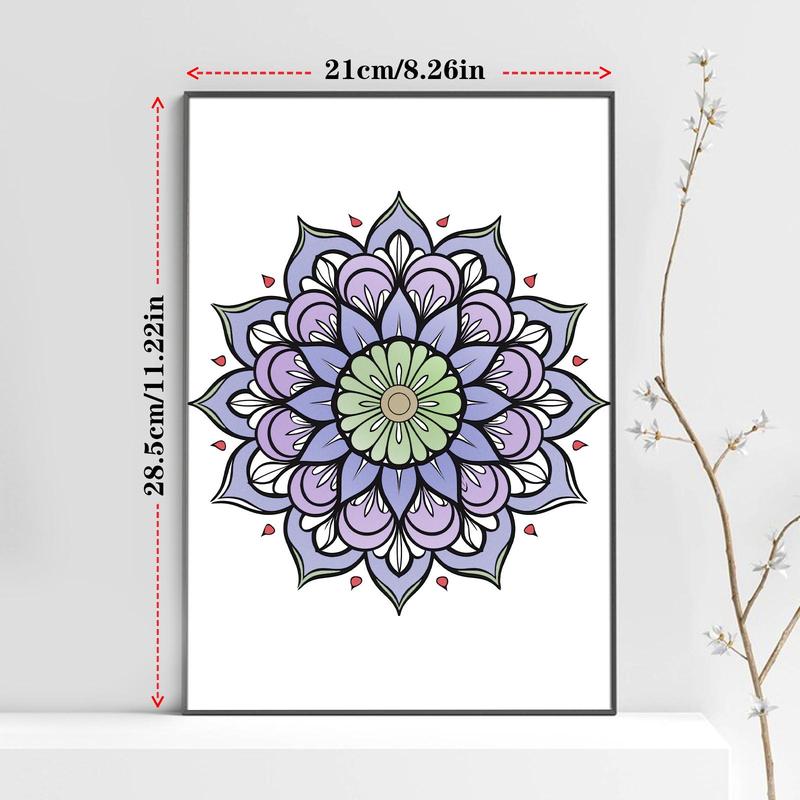 Meditative Mandala Theme Coloring Painting, 1 Count Adults Relieve Anxiety and Stress, Suitable for New Year, Valentine's Day, Halloween, Easter Holiday Party Gifts