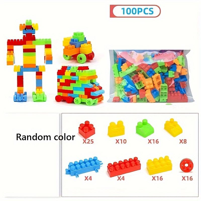 100pcs Building Blocks Set, Educational Toys For Kids, DIY Medium Bricks Gift Set For Boys & Girls (Random Colors) Halloween Thanksgiving Day Christmas Gift