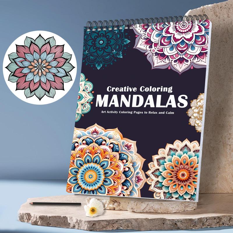 Meditative Mandala Theme Coloring Painting, 1 Count Adults Relieve Anxiety and Stress, Suitable for New Year, Valentine's Day, Halloween, Easter Holiday Party Gifts