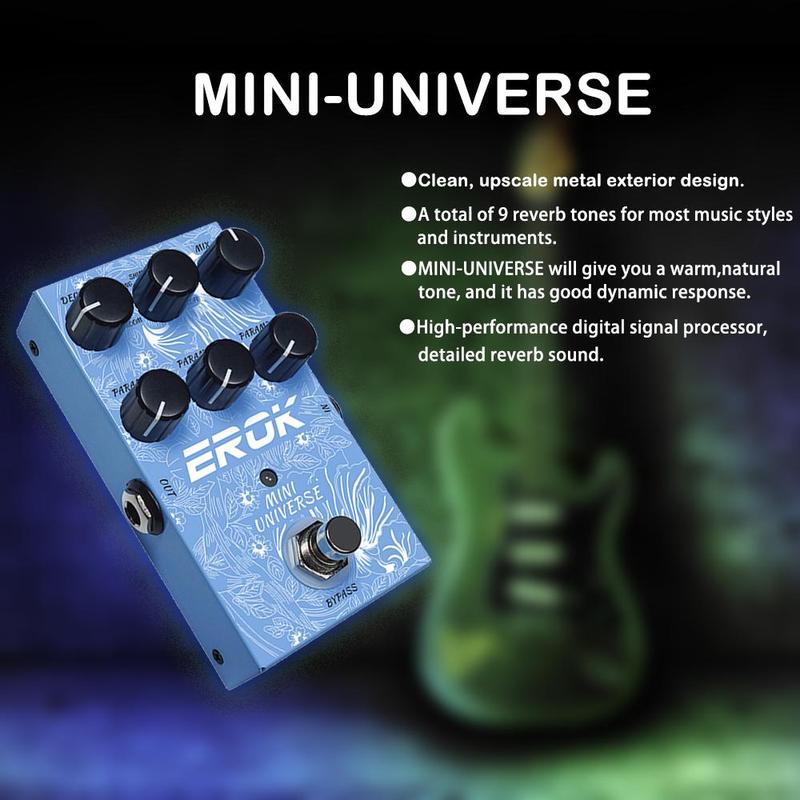 Digital Reverb Pedal, 9 Modes Reverberation Pedal, Mini Universe Music Accessories for Electric Guitar & Bass, Ideal Gift for Music Player