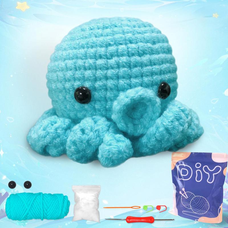 Cute Octopus Design Crochet Kit, DIY Knitting Kit with Random Color Accessories, Ideal Home Decor Craft for Family Bonding, Must-have Gift Option