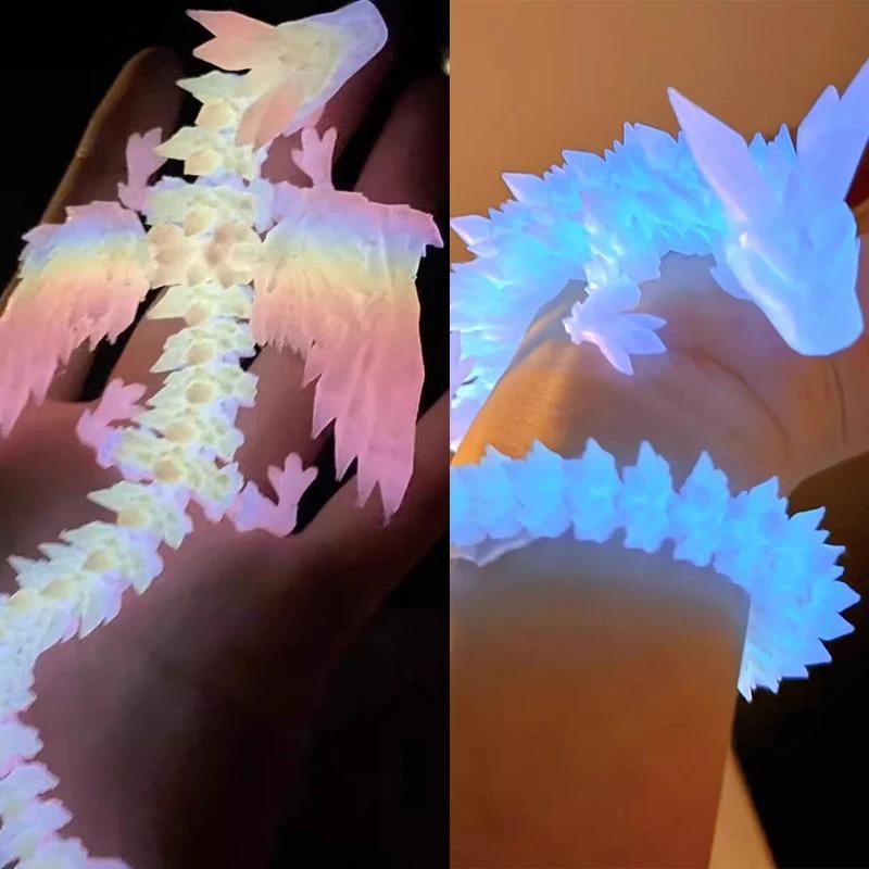 Luminous 3d Printed Dragon Figures Decor Child Toy Multi-Jointed Movable Articulated Dragon Toy For Home Car Tabletop Ornament