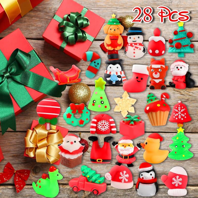 28 Pack Christmas Mochi Squishy Toys – Kawaii Cat & Animal Squishies, Slow Rising Stress Relief Toys, Perfect for Party Favors, Goodie Bags & Birthday Gifts