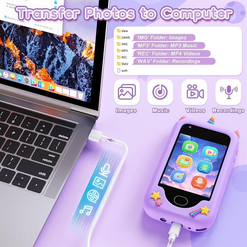 Kids Smart Phone for Girls - Unicorn Cell Phone Toy with 2.8