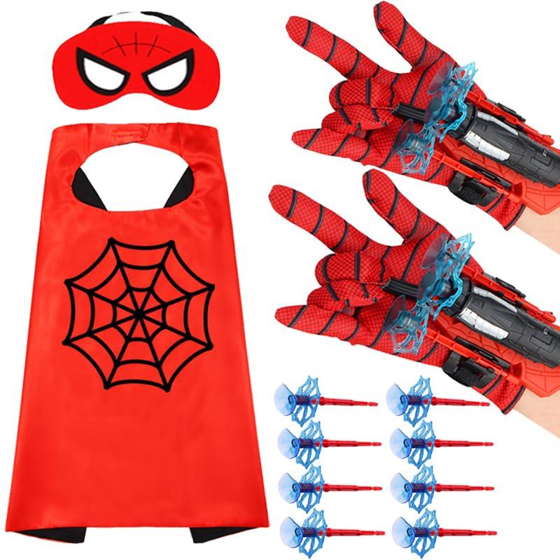 NuGeriAZ Spider Gloves Man Web Shooter Toy, Super Hero Capes and Mask for Kids Spider Plastic Superhero Launcher Glove Hero Movie Launcher Toy Set, Medium