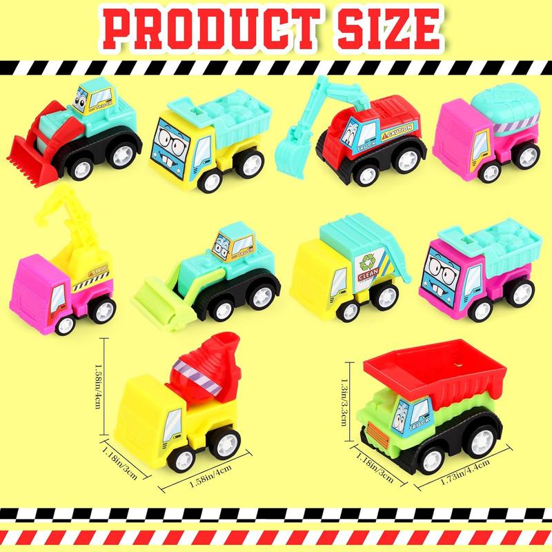 20 count Construction Toy Car for Boys Kids 3 4 5 6 7 8, Construction Party Favors Mini Pull Back Vehicles Small Truck Construction Excavator Sand Toys for Pinata Stuffers, Goodie Bag Stuffers