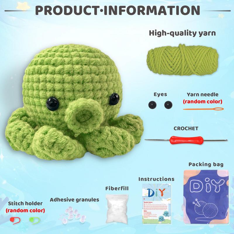 Cute Octopus Design Crochet Kit, DIY Knitting Kit with Random Color Accessories, Ideal Home Decor Craft for Family Bonding, Must-have Gift Option