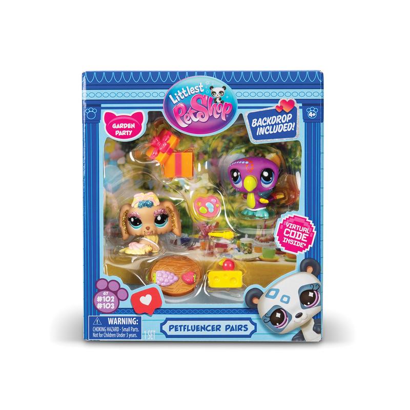 Littlest Pet Shop - Petfluencer Pairs - 2 Pets and 4 accessories, Insta-worthy Backdrop, Collector Card, and Virtual Code to unlock Roblox play