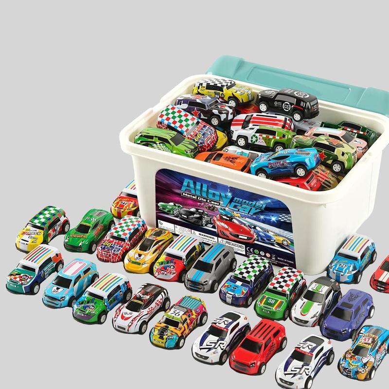 Random Car Toy with Storage Box, 20pcs box Pull Back Car Toy, Classic Car Model Toy, Mini Toy Race Car, Birthday Gifts Holiday Gifts