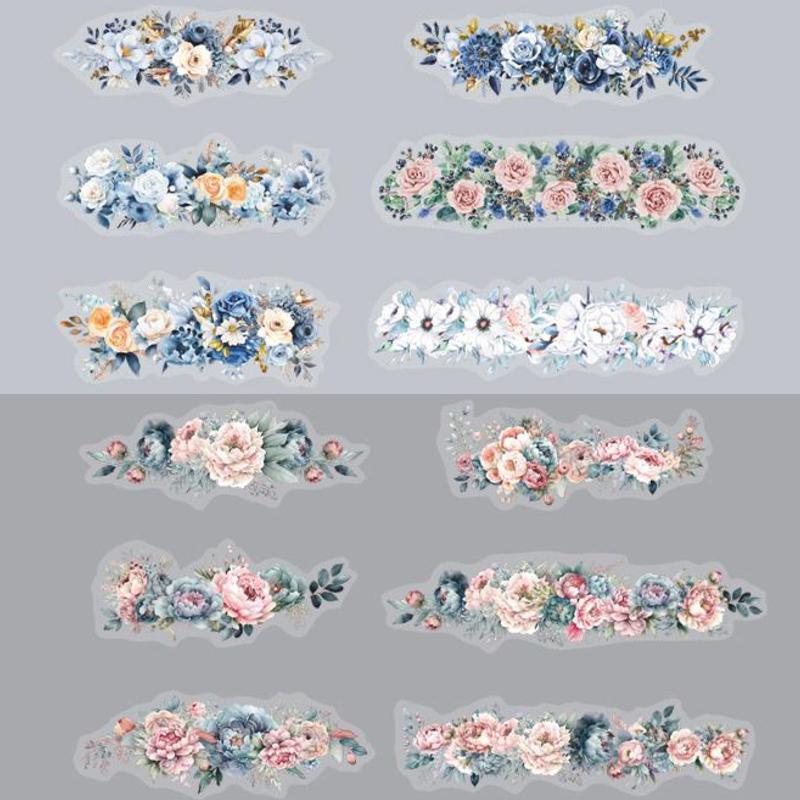 Vintage Flower Pattern Sticker, 20pcs set Scrapbooking & Journal Making Material Paper, DIY Decorative Sticker for Stationery Computer Water Bottle