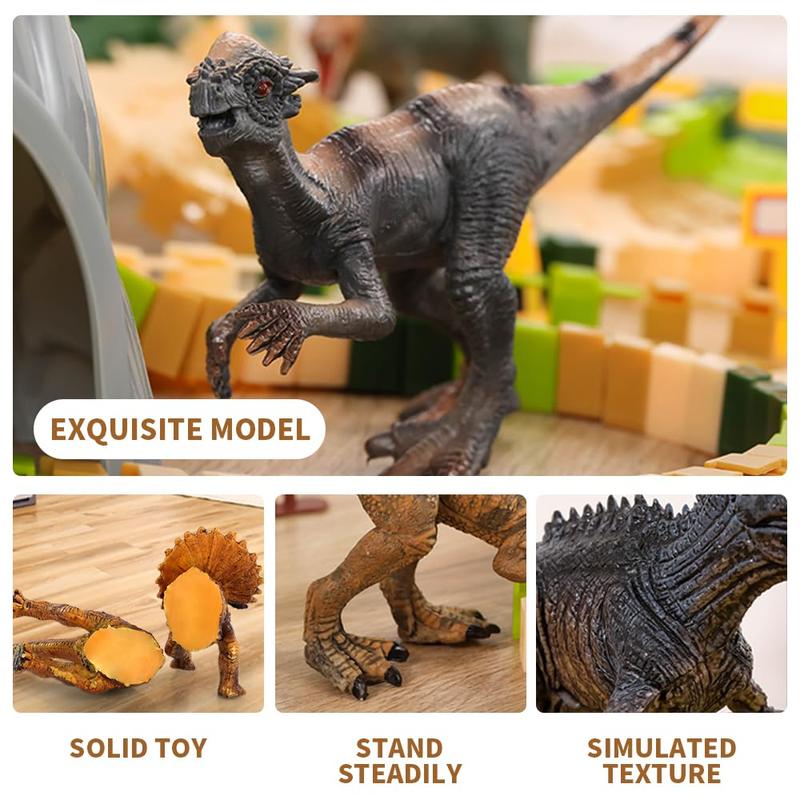 Christmas GiftDinosaur Track Toy , with 2 Pack Race Cars and 7 Pieces Jurassic Dinos, Create A Dinosaur World with Flexible Tracks, Birthday Gifts for