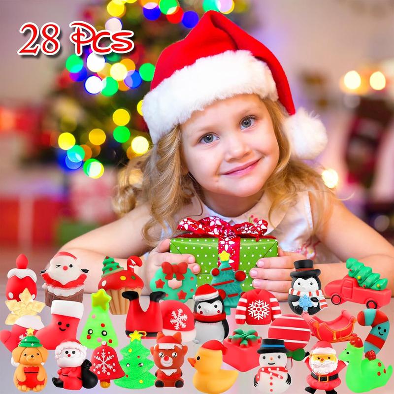 28 Pack Christmas Mochi Squishy Toys – Kawaii Cat & Animal Squishies, Slow Rising Stress Relief Toys, Perfect for Party Favors, Goodie Bags & Birthday Gifts