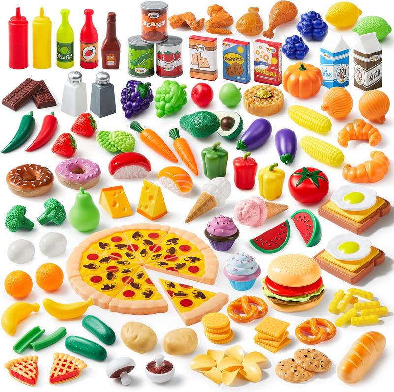 135 Pieces Children's Kitchen Toy Set, Market Role Play Toys, Educational Fake Food, Party Favor  for Kids