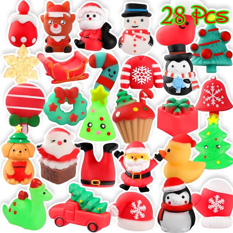 28 Pack Christmas Mochi Squishy Toys – Kawaii Cat & Animal Squishies, Slow Rising Stress Relief Toys, Perfect for Party Favors, Goodie Bags & Birthday Gifts