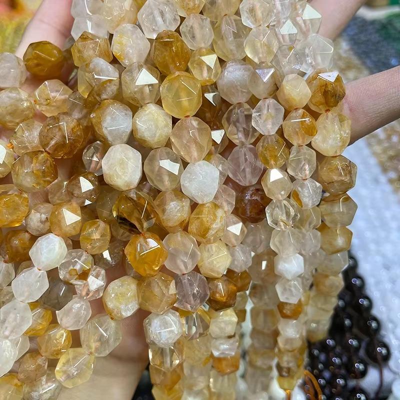 Natural Tangerine Quartz Gemstone Star Cutting Faceted Round Loose Beads Cutting Beads For DIY Jewelry Making Desig Handmade Crafts Bracelet, Necklace, Earrings AAA Quality 15.5 Inches Long, Semi Precious Stone, Spacer beads