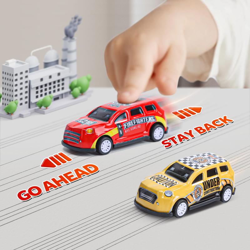 Set of 6 Toy Cars in 1:64 Scale, Collision-Flip Design, Pull Back Vehicles Perfect Gift vehicles