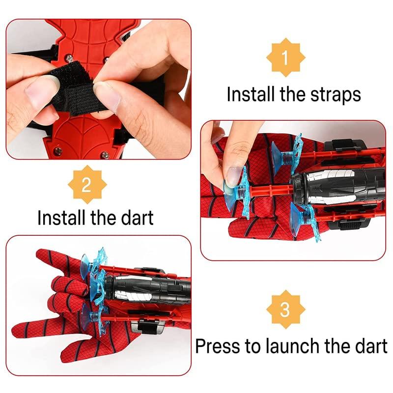 NuGeriAZ Spider Gloves Man Web Shooter Toy, Super Hero Capes and Mask for Kids Spider Plastic Superhero Launcher Glove Hero Movie Launcher Toy Set, Medium