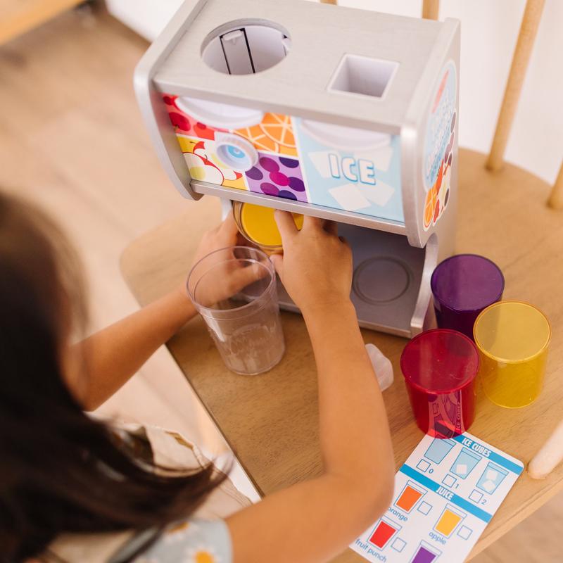 Melissa & Doug Wooden Thirst Quencher Drink Dispenser With Cups, Juice Inserts, Ice Cubes