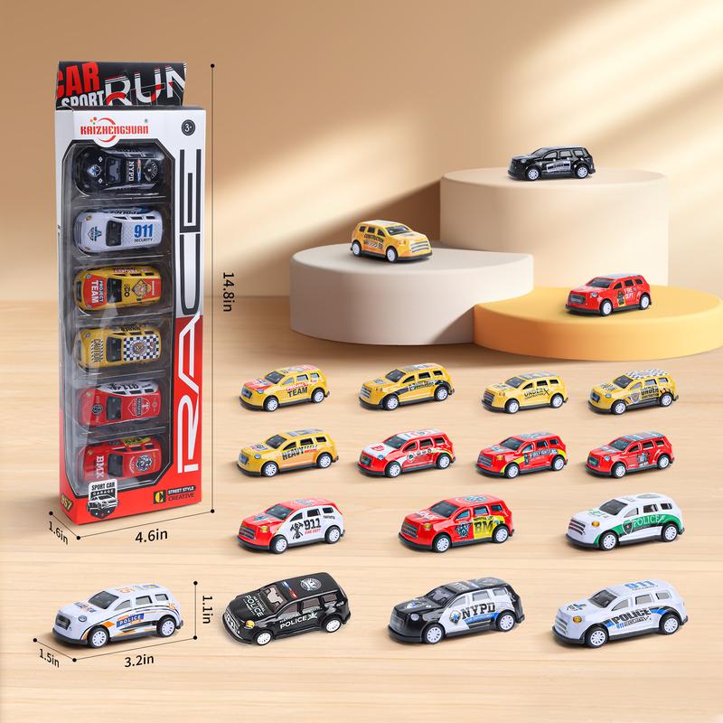 Set of 6 Toy Cars in 1:64 Scale, Collision-Flip Design, Pull Back Vehicles Perfect Gift vehicles