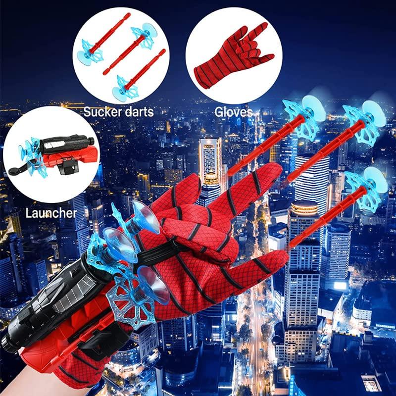 NuGeriAZ Spider Gloves Man Web Shooter Toy, Super Hero Capes and Mask for Kids Spider Plastic Superhero Launcher Glove Hero Movie Launcher Toy Set, Medium