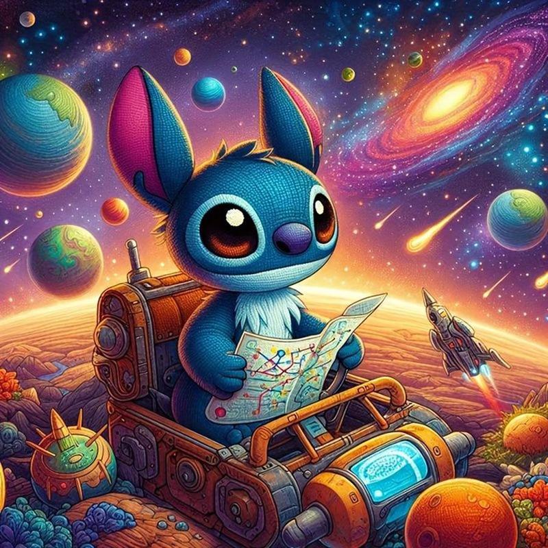 Cartoon Stitch Pattern DIY Diamond Arts Colorful Painting Kit without Frame, DIY 5D Diamond Arts Colorful Painting Kit, Wall Art Decor for Home