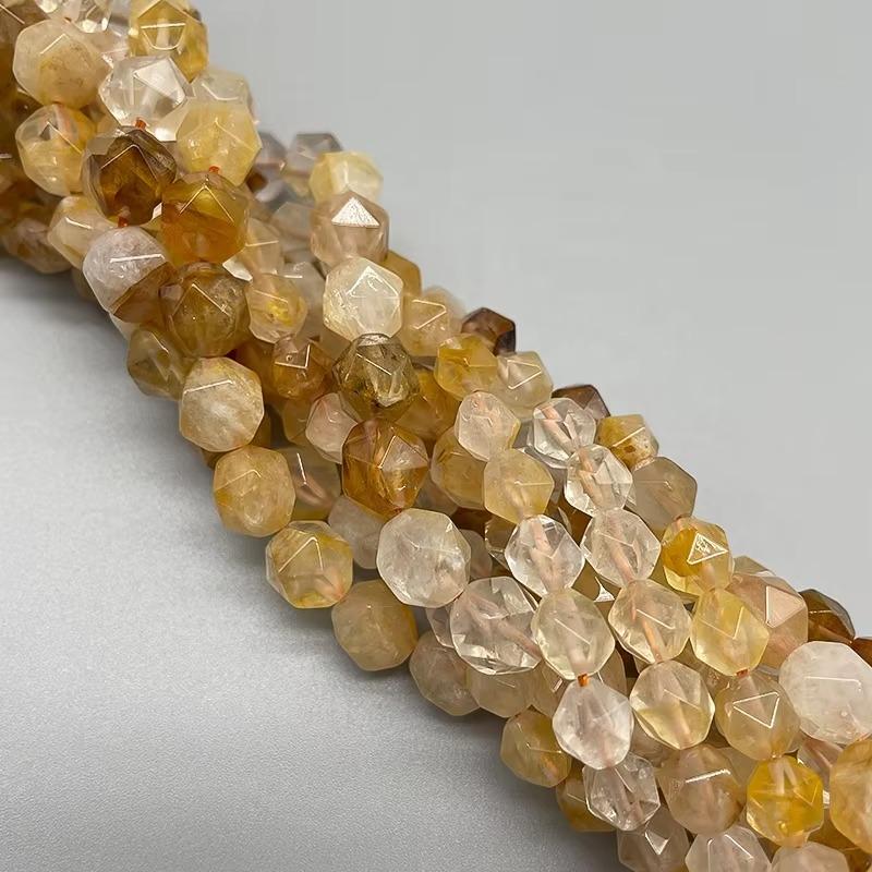 Natural Tangerine Quartz Gemstone Star Cutting Faceted Round Loose Beads Cutting Beads For DIY Jewelry Making Desig Handmade Crafts Bracelet, Necklace, Earrings AAA Quality 15.5 Inches Long, Semi Precious Stone, Spacer beads