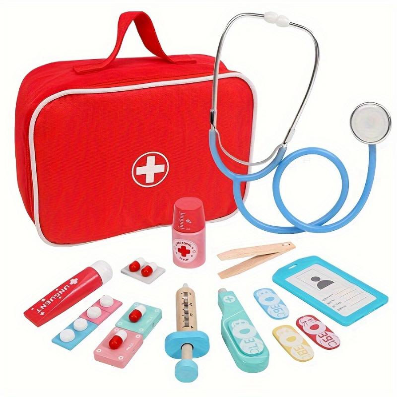 1set Wooden Doctor's Kit Doctor Role Play Set with Play Set for Christmas, Halloween Gift