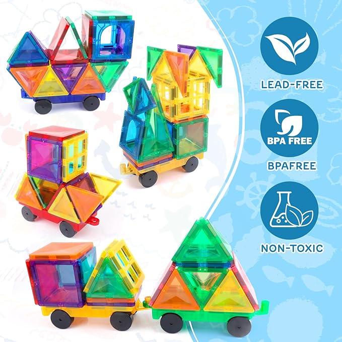 Car building block Construction Kit block set, Magnetic Tiles Kids Toys Magnet Toys for Toddler Magnetic Blocks Toys Preschool STEM Learning Sensory Montessori Toys for 3-12 year Old Boys Kids, Safe Creativity Toddler Kids Toys, Christmas train,Gift model